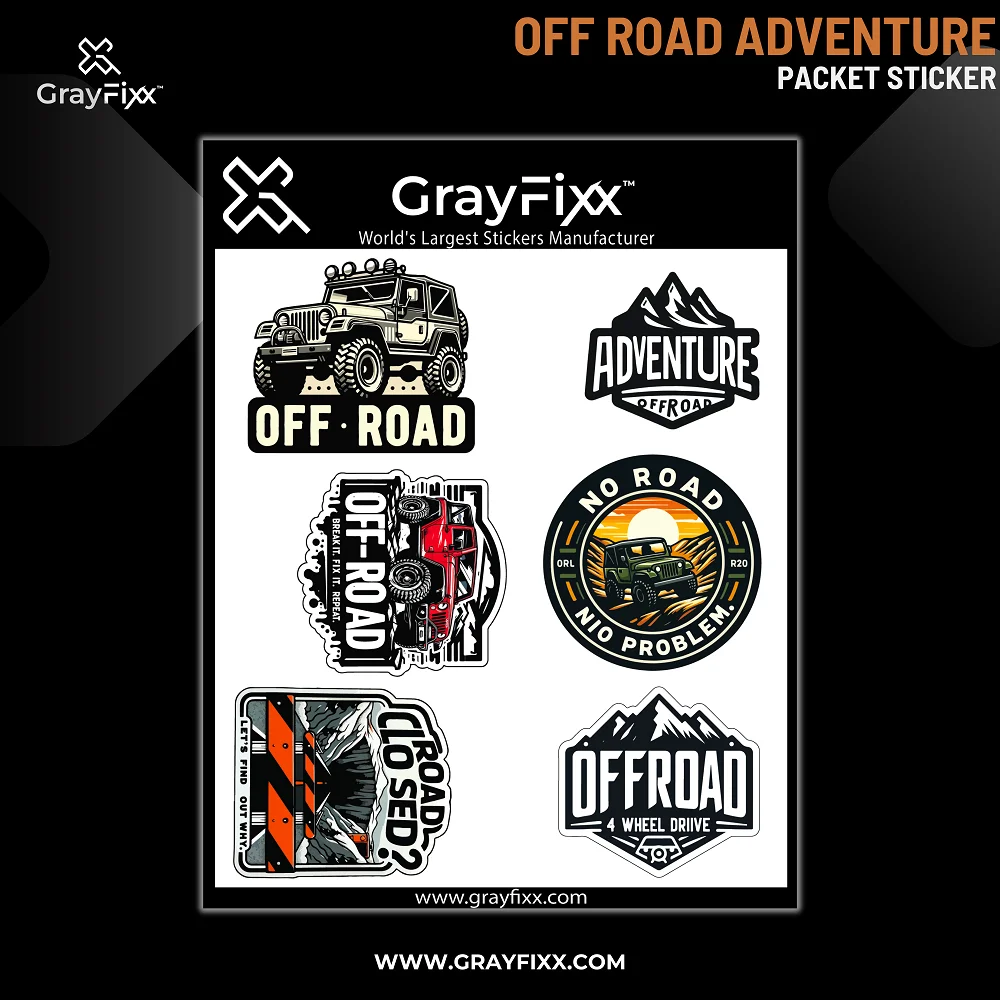 Off Road Adventure Packet Sticker | Printed In Premium Gloss Vinyl With FPF(Fade Protection Film), Water Proof, Precut Sticker, Pack Of 1, Size 2.0 Inches